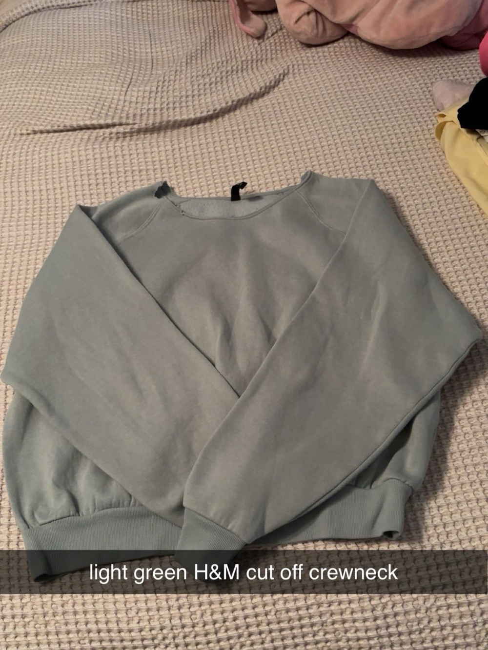H&M Pale Green Cut-Off Crewneck Sweatshirt